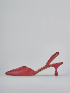 Décolleté e slingback tacco 5cm pelle rosso