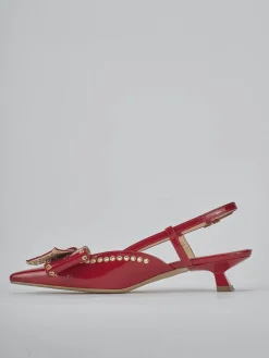 Décolleté e slingback tacco 4cm vernice rosso