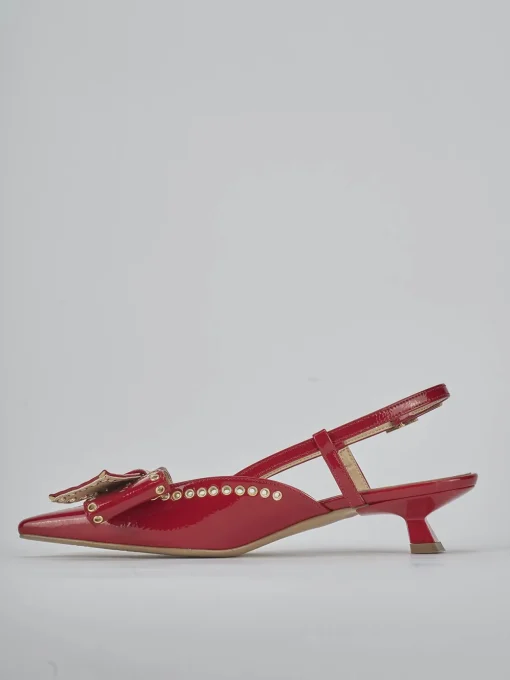Décolleté e slingback tacco 4cm vernice rosso