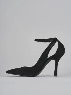 Décolleté e slingback tacco 9cm camoscio nero