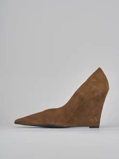 Décolleté e slingback tacco 9cm camoscio marrone