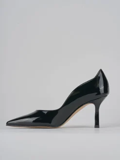 Décolleté e slingback tacco 8cm vernice nero