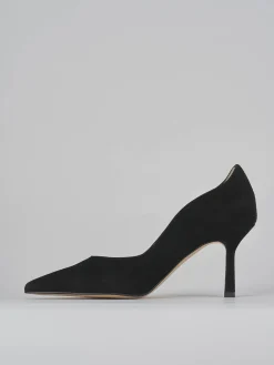 Décolleté e slingback tacco 8cm camoscio nero