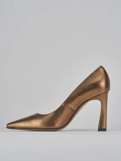 Décolleté e slingback tacco 10cm pelle bronzo