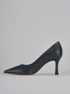 Décolleté e slingback tacco 8cm pelle blu
