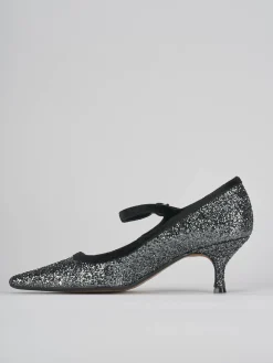 Décolleté e slingback tacco 5cm pelle argento