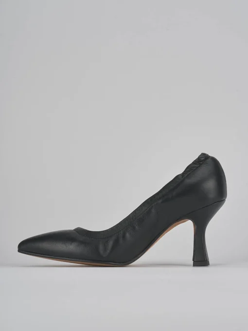 Décolleté e slingback tacco 7cm pelle nero