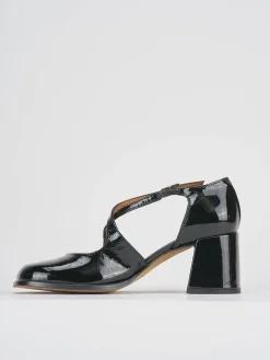 Décolleté e slingback tacco 8cm vernice nero
