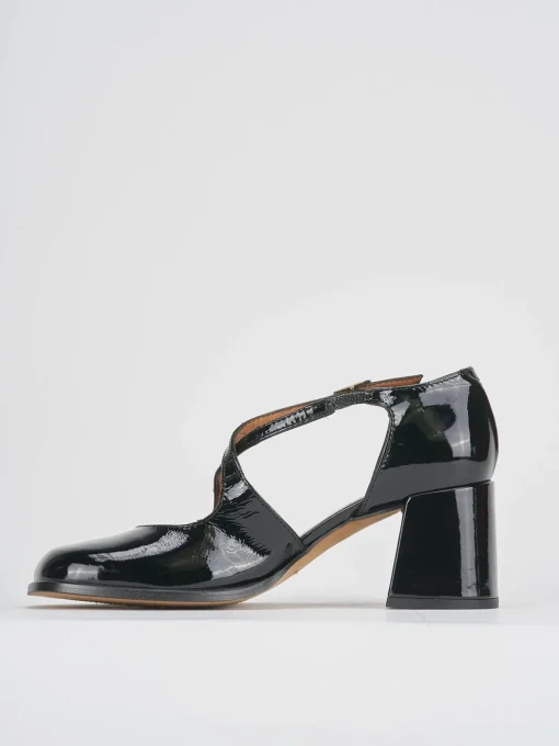 Décolleté e slingback tacco 8cm vernice nero