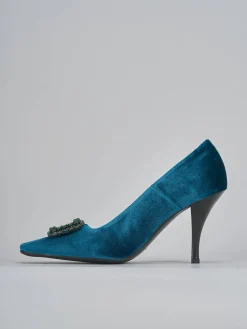 Décolleté e slingback tacco 9cm velluto blu