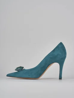 Décolleté e slingback tacco 9cm camoscio verde
