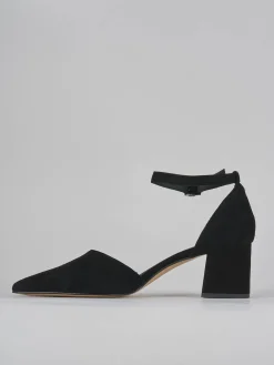 Décolleté e slingback tacco 5cm camoscio nero