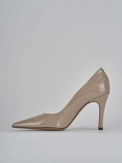 Décolleté e slingback tacco 9cm pelle beige