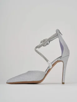 Décolleté e slingback tacco 10cm pelle argento