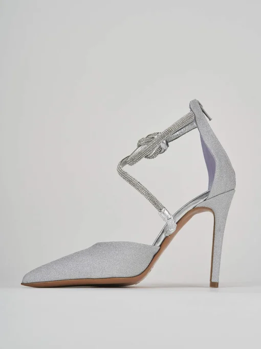 Décolleté e slingback tacco 10cm pelle argento