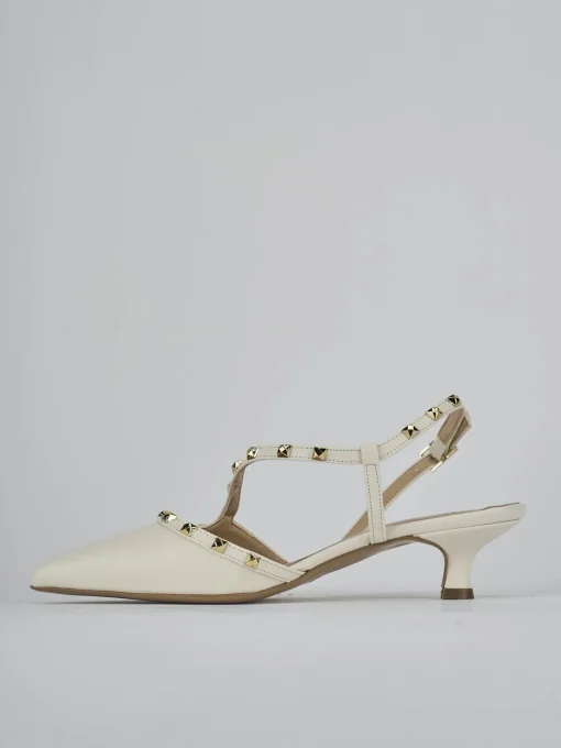 Décolleté e slingback tacco 4cm pelle bianco
