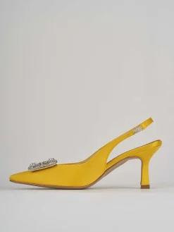 Décolleté e slingback tacco 5cm raso giallo