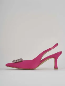 Décolleté e slingback tacco 5cm raso rosa
