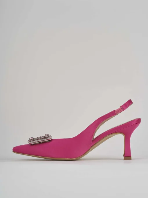 Décolleté e slingback tacco 5cm raso rosa