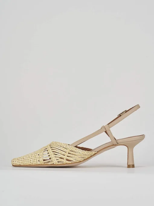Décolleté e slingback tacco 5cm pelle beige
