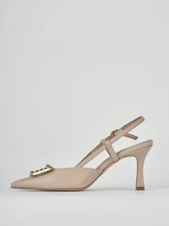 Décolleté e slingback tacco 8cm pelle rosa