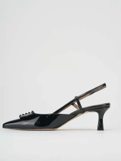 Décolleté e slingback tacco 5cm vernice nero