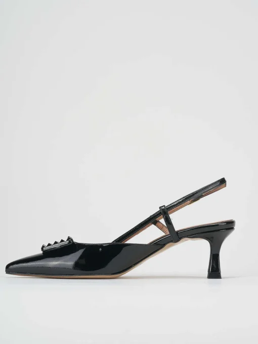 Décolleté e slingback tacco 5cm vernice nero