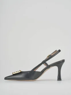 Décolleté e slingback tacco 8cm pelle nero