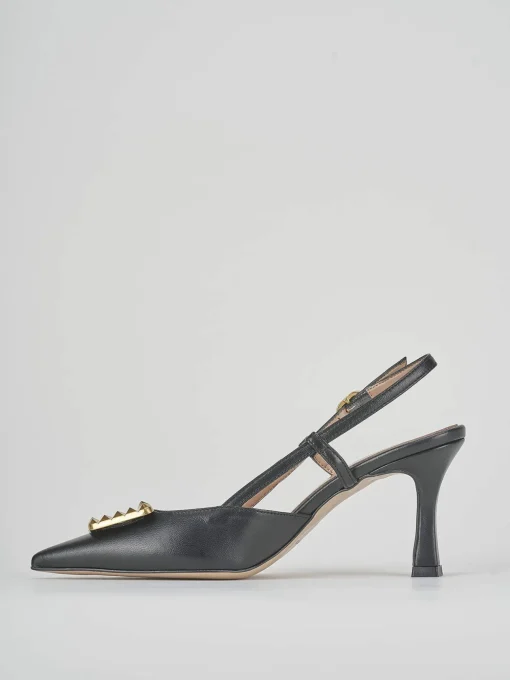 Décolleté e slingback tacco 8cm pelle nero