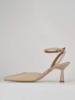 Décolleté e slingback tacco 7cm pelle beige