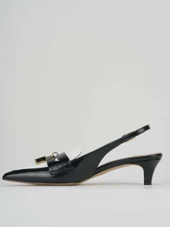 Décolleté e slingback tacco 3cm pelle nero