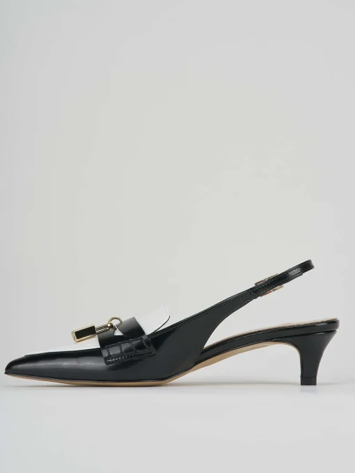 Décolleté e slingback tacco 3cm pelle nero
