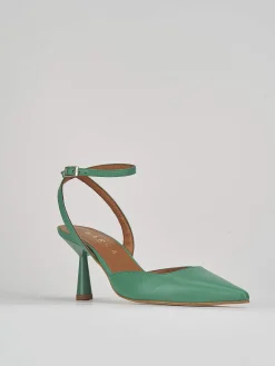 Décolleté e slingback tacco 7cm pelle verde