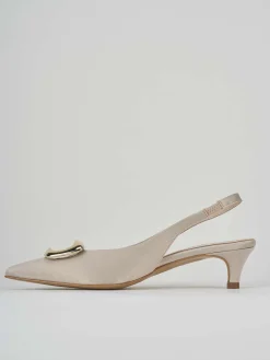 Décolleté e slingback tacco 3cm raso beige