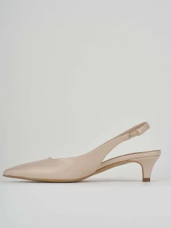 Décolleté e slingback tacco 3cm pelle beige