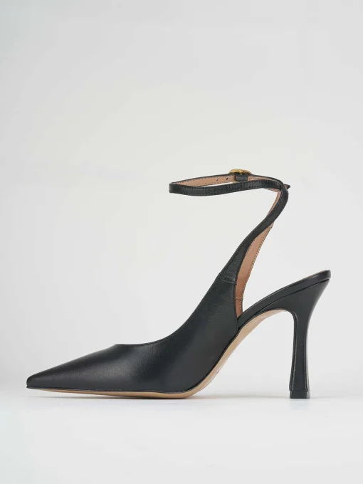Décolleté e slingback tacco 9cm pelle nero