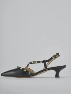 Décolleté e slingback tacco 4cm pelle nero