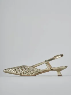 Décolleté e slingback tacco 4cm pelle oro