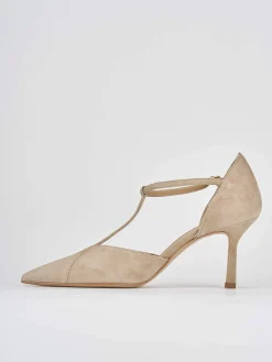 Décolleté e slingback tacco 8cm camoscio beige