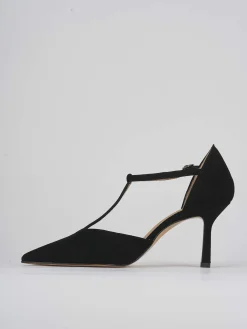 Décolleté e slingback tacco 8cm camoscio nero