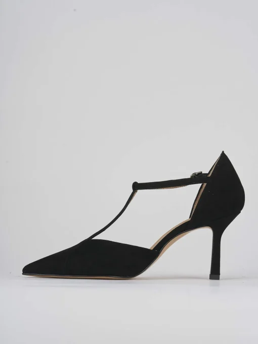 Décolleté e slingback tacco 8cm camoscio nero