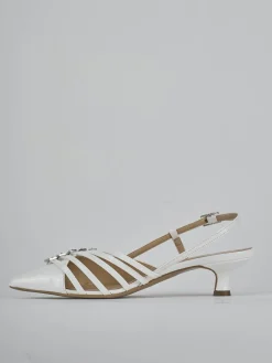 Décolleté e slingback tacco 4cm vernice bianco