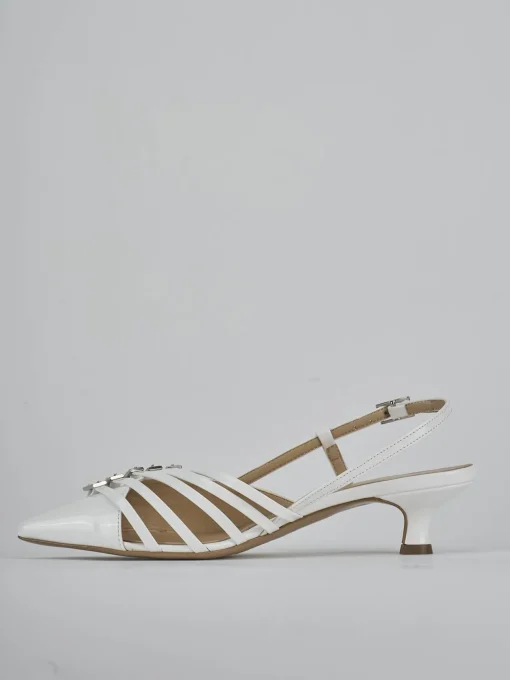 Décolleté e slingback tacco 4cm vernice bianco