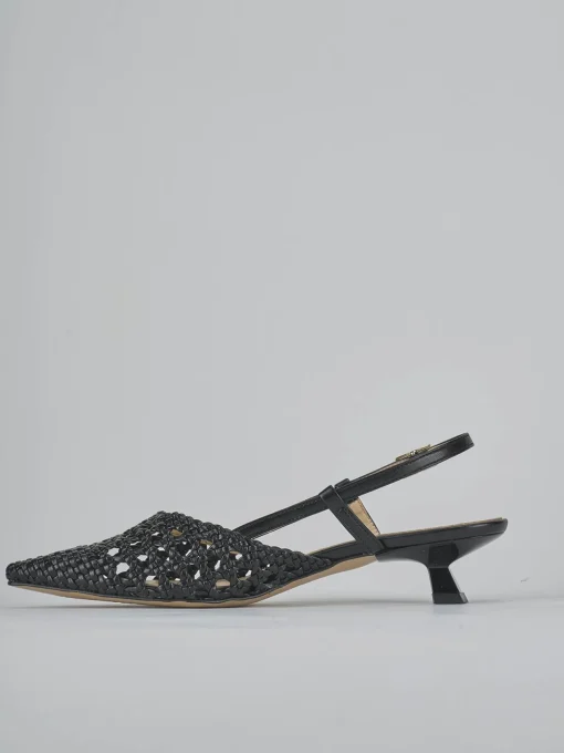 Décolleté e slingback tacco 4cm pelle nero
