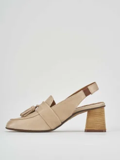 Décolleté e slingback tacco 6cm pelle beige