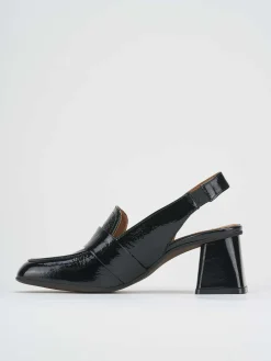 Décolleté e slingback tacco 6cm vernice nero