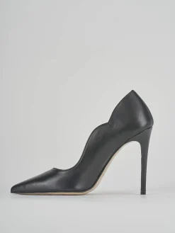 Décolleté e slingback tacco 10cm pelle nero