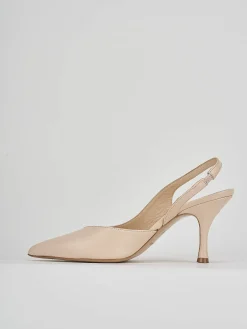 Décolleté e slingback tacco 7cm pelle beige