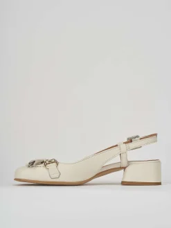 Décolleté e slingback tacco 3cm pelle bianco