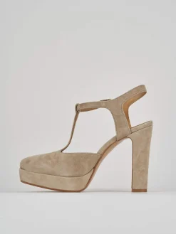 Décolleté e slingback tacco 11cm camoscio beige